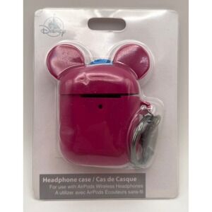 Disney Parks D-Tech Pink Mickey Mouse Ear AirPods Case Keychain NEW Open Box